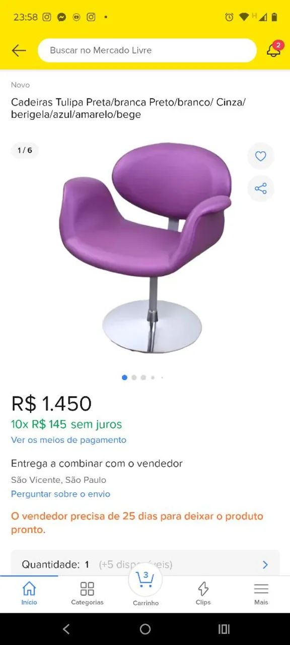 Cadeira/poltrona giratória Tulipa, base cromada disco. - Foto 5