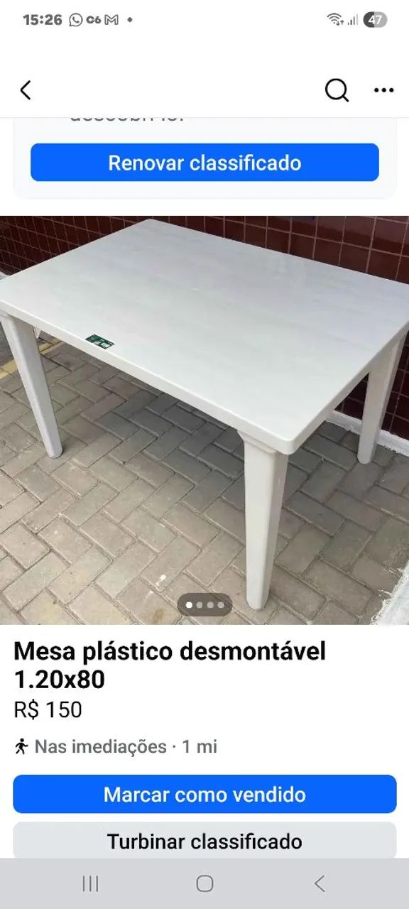 Mesa de plástico desmontável 1.20x80  - Foto 2