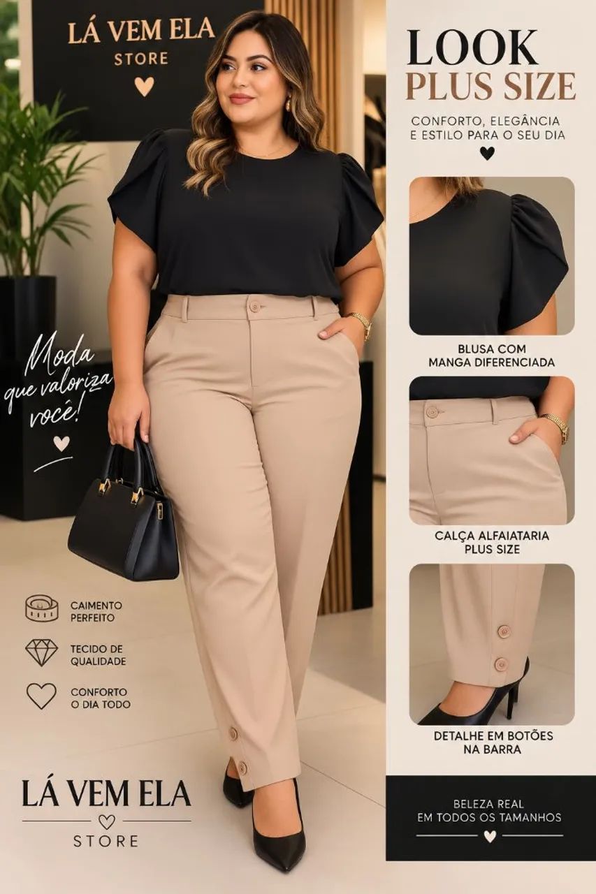 Calça alfaiataria Plus Size 