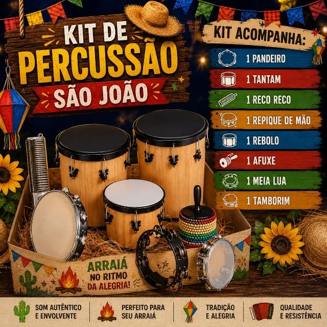 KIT PERCUSSÃO SÃO JOÃO COMPLETO