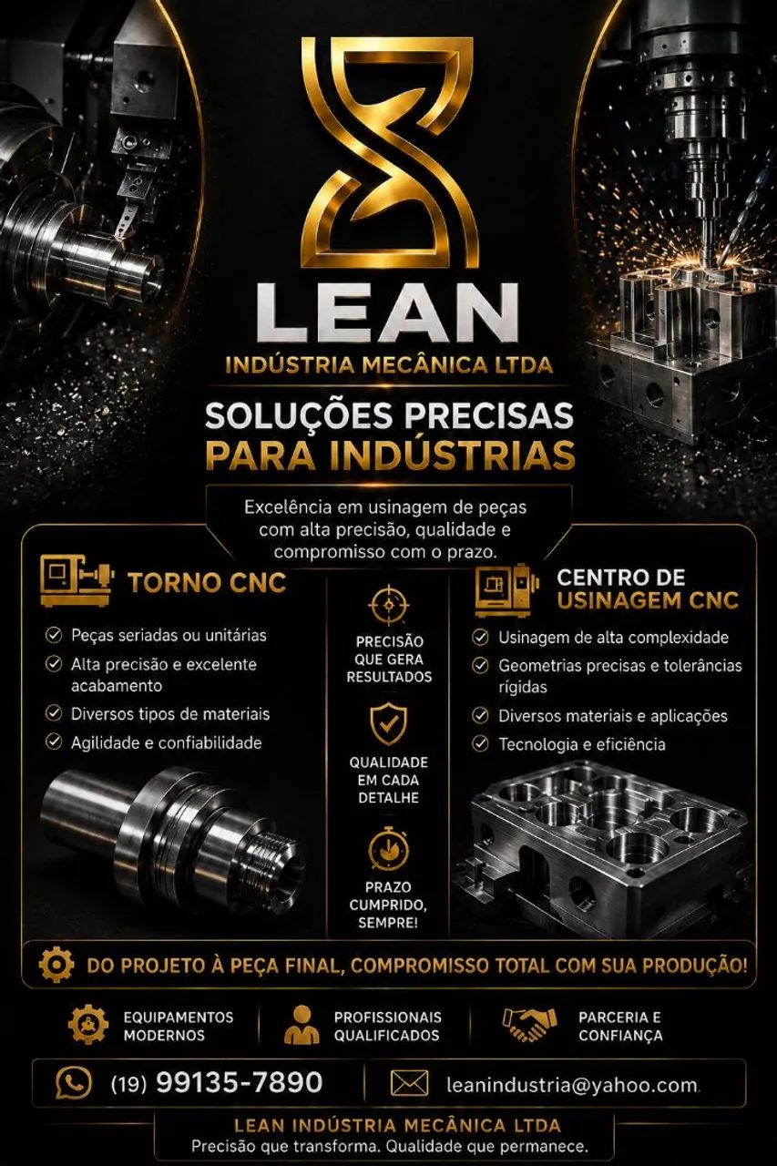 Temos horas disponíveis para Torno e Centro de Usinagem CNC.