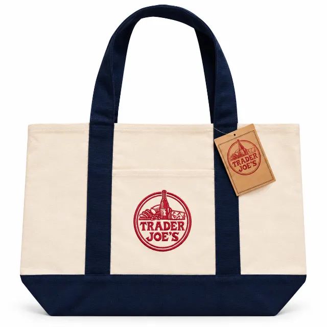 Bolsa Ecobag Trader Joe's Azul e Branca - Foto 2