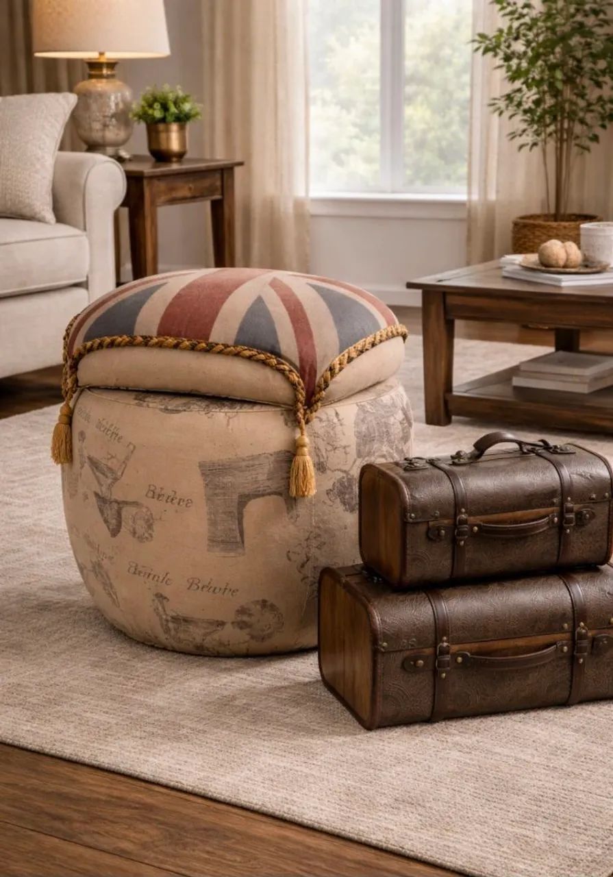 Lindo puff London novo na caixa vintage elegante 