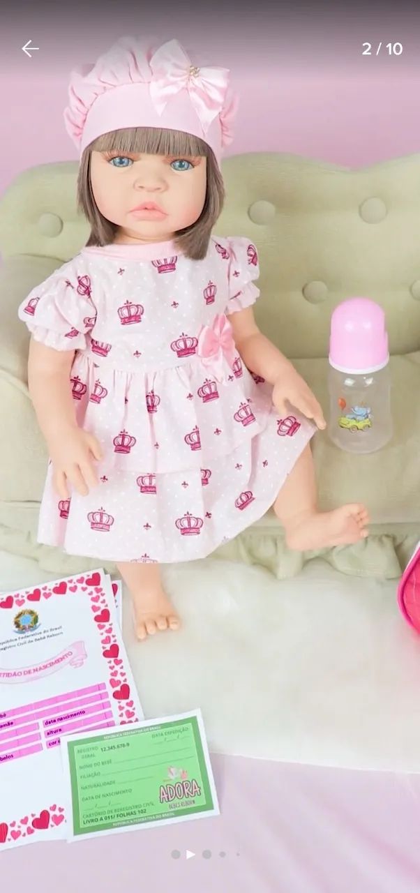 Boneca bebe reborn com roupinhas e acessorios LINDA! Acompanha caixa e Certidao - Foto 5