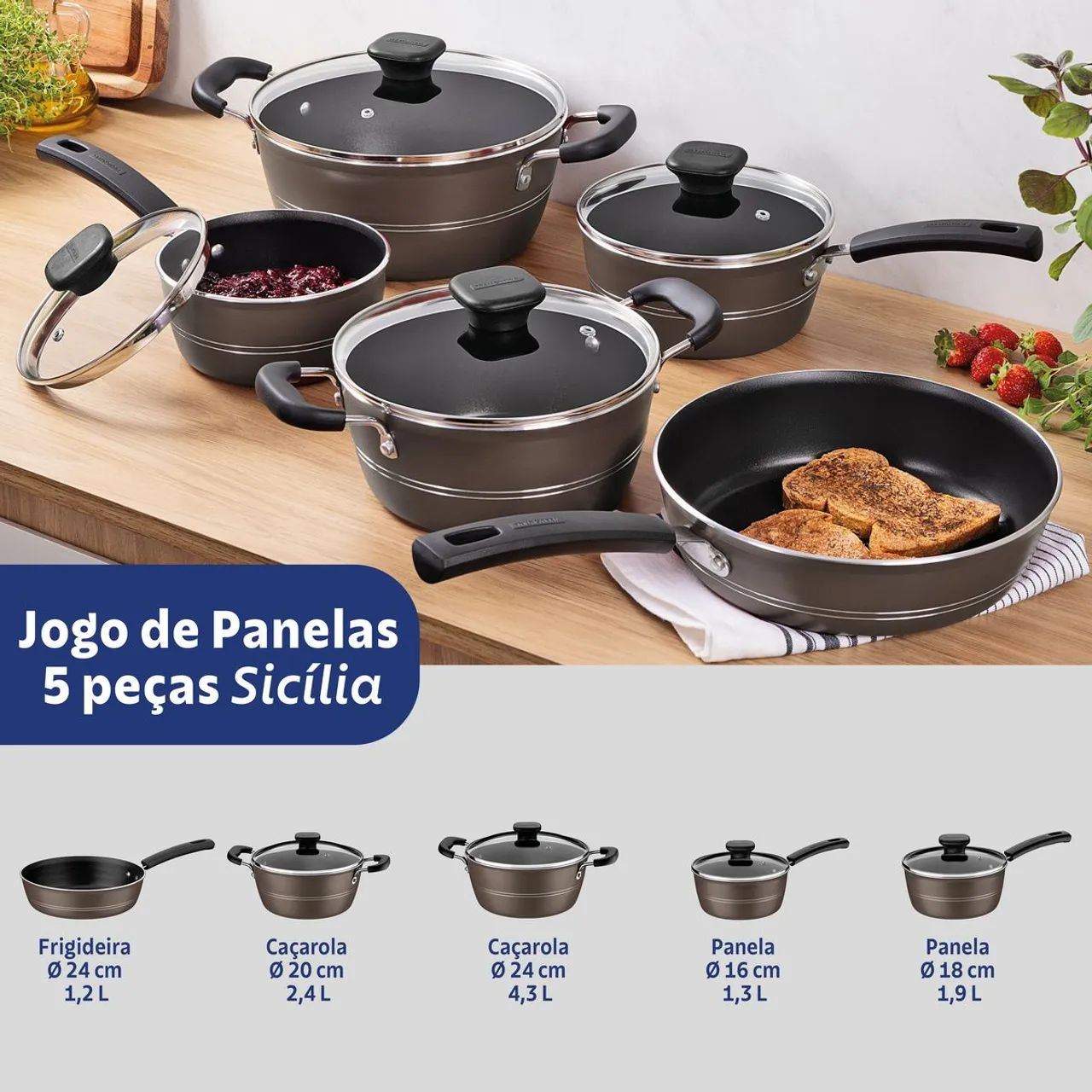 Conjunto de panelas sicilia tramontina