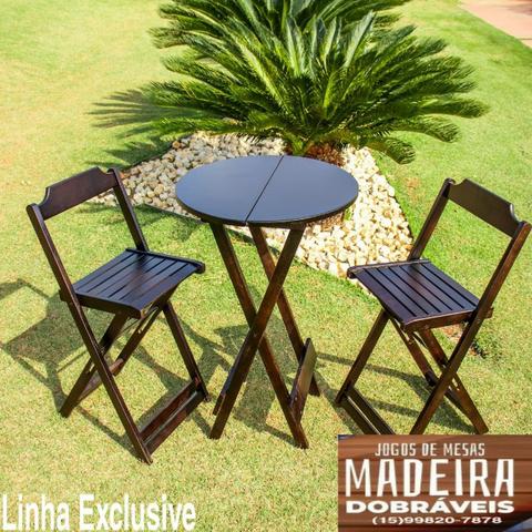 Mesas e cadeiras de madeira dobráveis 70x70 - 120x70 e Bistrô! Novos com garantia!! - Foto 6