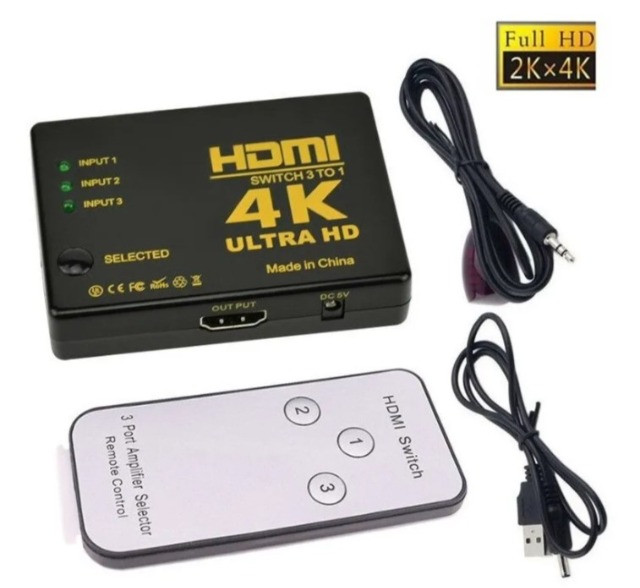 Divisor 3 Em 1 Saída 4k* 2k Hdmi Switch Hdtv Audio Video Automação COD-AP89  - Foto 3