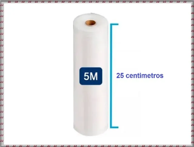 Rolo de embalagem à vácuo 25 cm x 5 m com ranhuras