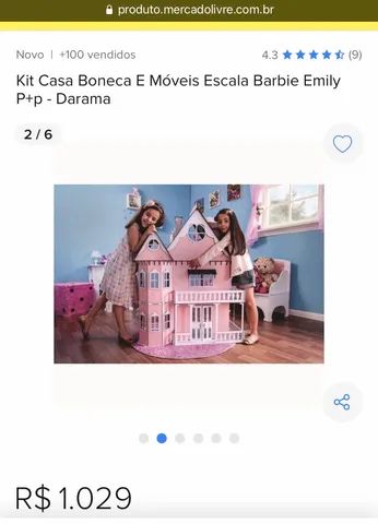 Kit Casa Boneca e Móveis Escala Barbie Emily P+P – Darama – Loja