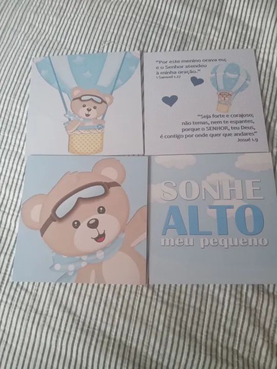 Kit de decoração de quarto ursinho aviador