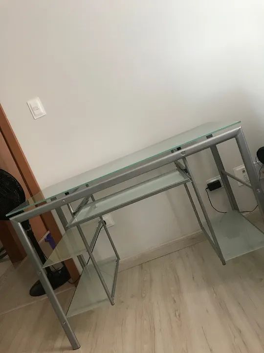 Mesa de Vidro Fosco para Computador, Várias Divisórias Suporte para Teclado - Foto 2