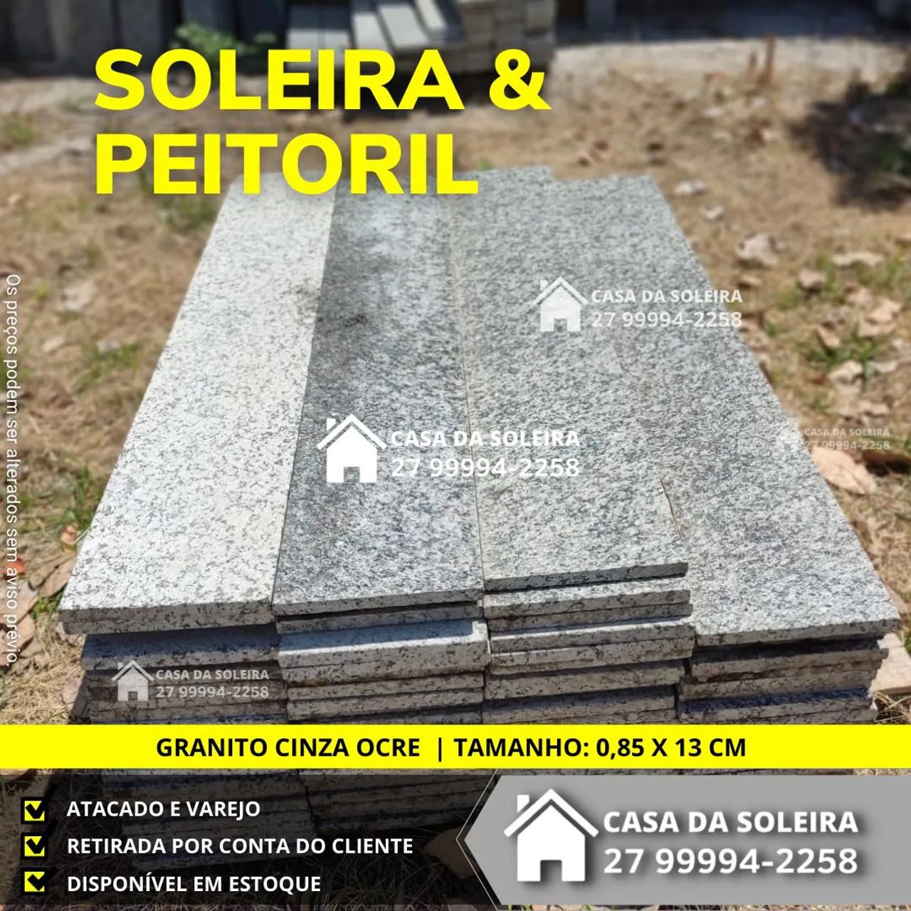 SOLEIRA GRANITO CINZA OCRE 0,85 X13 CM | * INGRID