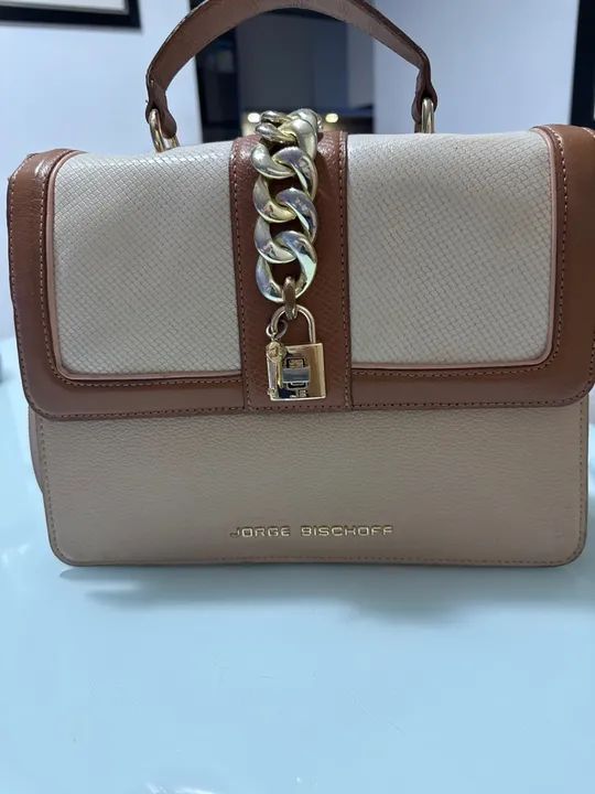 Bolsa de Ombro Jorge Bischoff Bege - Foto 2