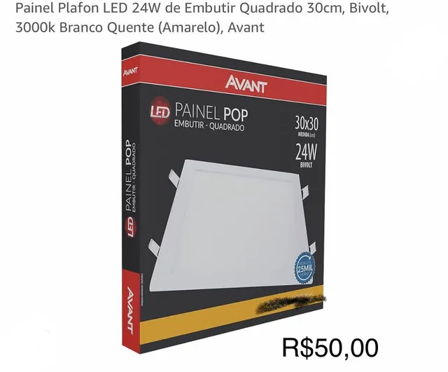 Painel Paflon LED 24w Bivolt 3000k