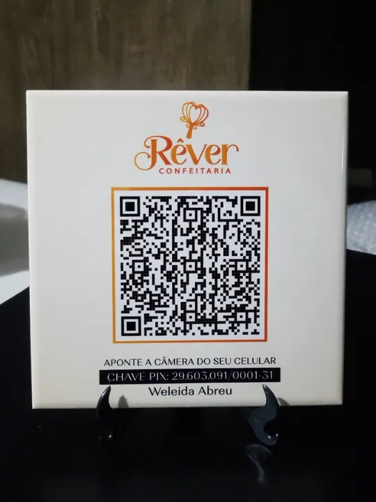 Azulejo PIX com qr code personalizado com sua logomarca plaquinha personalizada