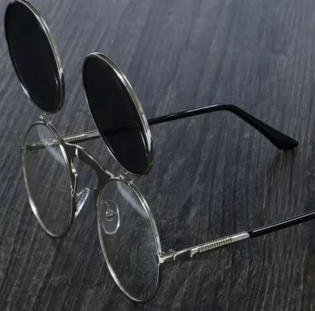 Óculos steampunk retrô armação em metal proteção UV 400 - Foto 2