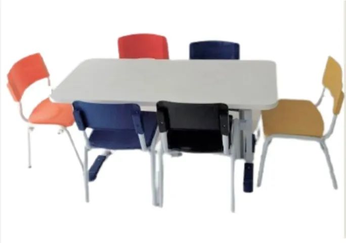 Conjunto Cm Retangular 6 Lugares  Infantil 