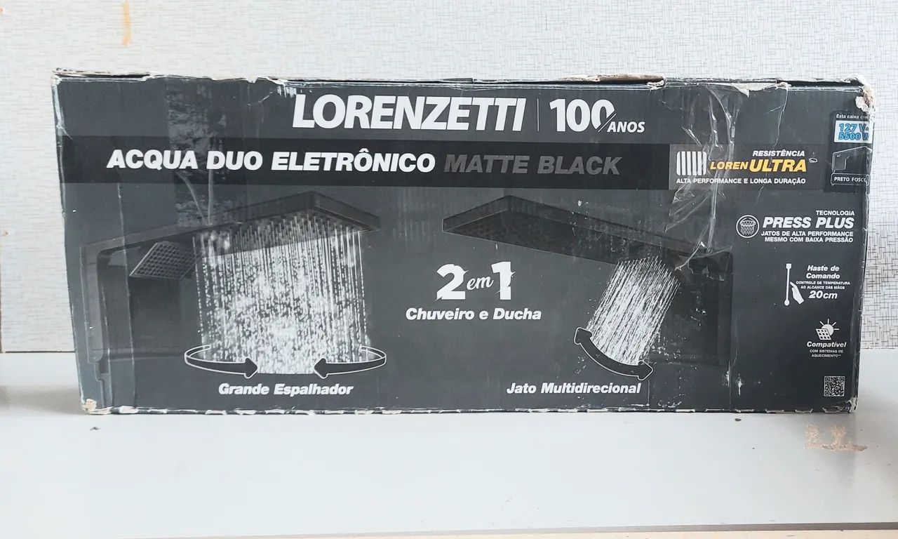 Chuveiro Elétrico Lorenzetti Acqua Duo Eletrônico Matte Black 