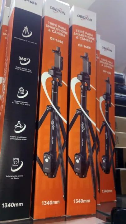  Tripé Fotográfico Multifuncional 1.34m com Controle Remoto Bluetooth Oberon OR-1688 - Foto 2