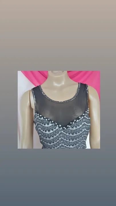 VESTIDO SOCIAL EM MALHA C/BRILHO E PEDRAS - Foto 4
