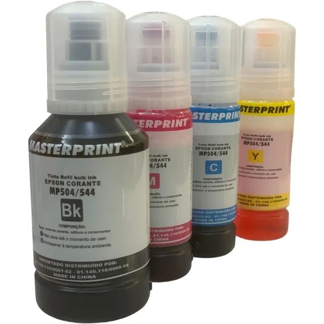 Tinta Kit 4 Cores Corante Masterprint Compatível para Ep 664 T664 L220 L365 L375 L395 L475