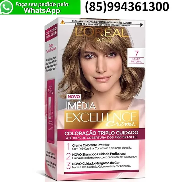 Tinta Tintura de Cabelo Permanente Imédia Excellence L'Oréal Paris Creme - 7 Louro Natural