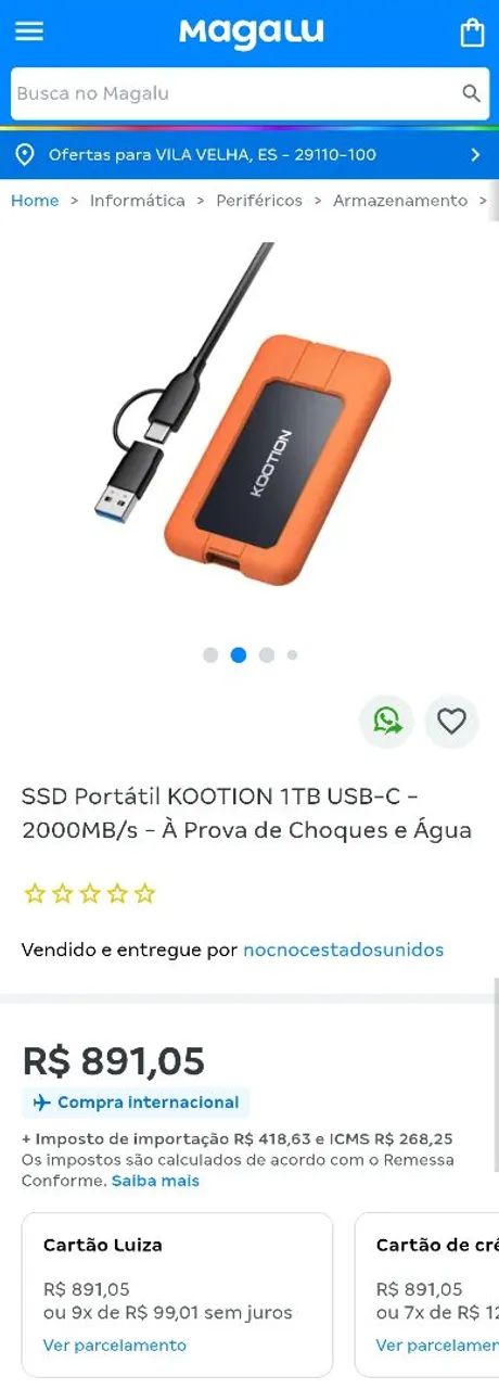 SSD Externo Kootion 1TB - Novo 2000MB/s - Foto 5