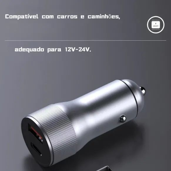 CARREGADOR VEICULAR 12/24V 1 USB 1 USB TIPO-C PD 48W LELONG LE-536 - Foto 3