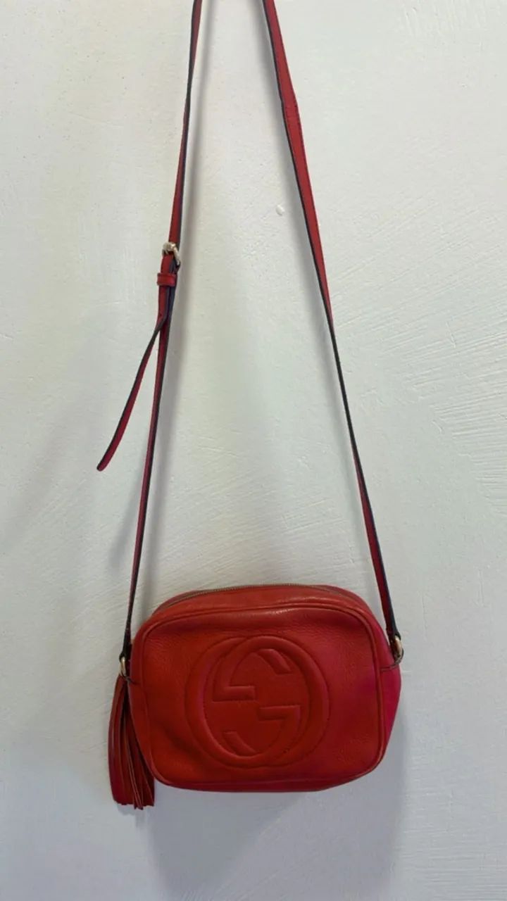Bolsa Gucci Soho Disco Vermelha Original Seminova