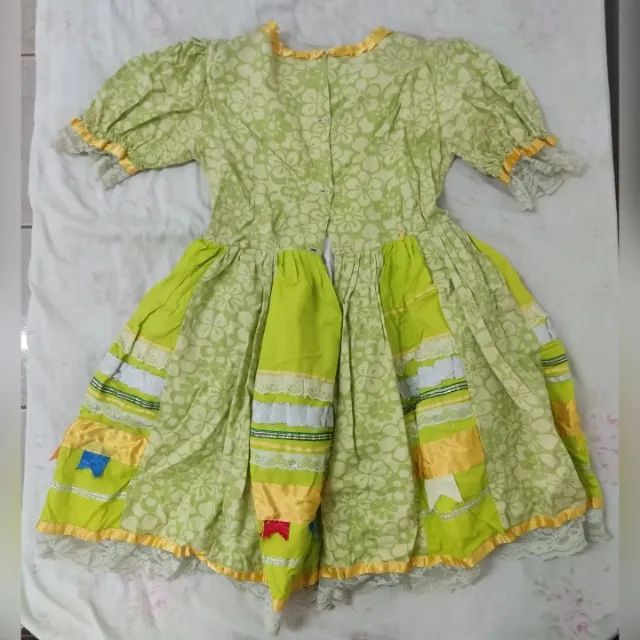 Vestido Festa Junina Tradicional Verde limão adulto M - Foto 2