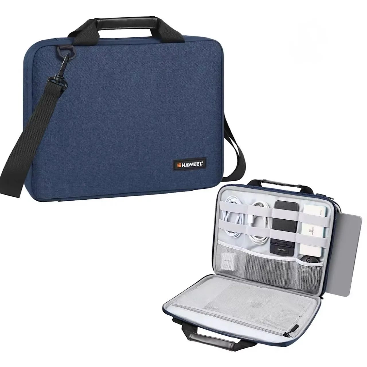 Bolsa MacBook Notebook Ipad Slim Azul Maleta Objetos Pasta Bag Case Impermeável - Foto 3