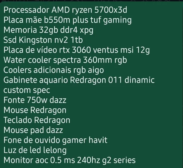 PC Gamer com iluminação RGB