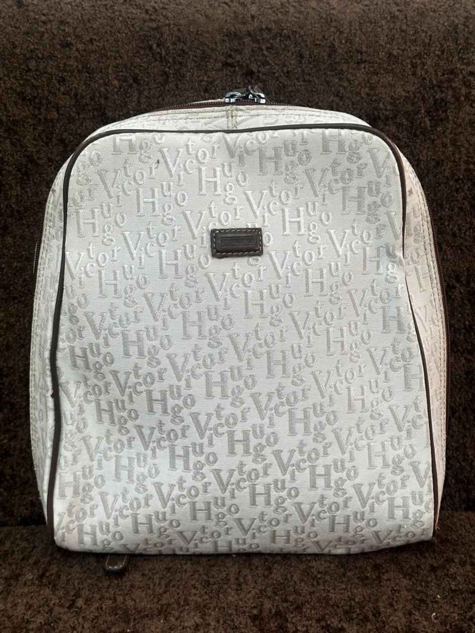 Mochila Victor Hugo - Jacquard - Bege e Marrom - Original