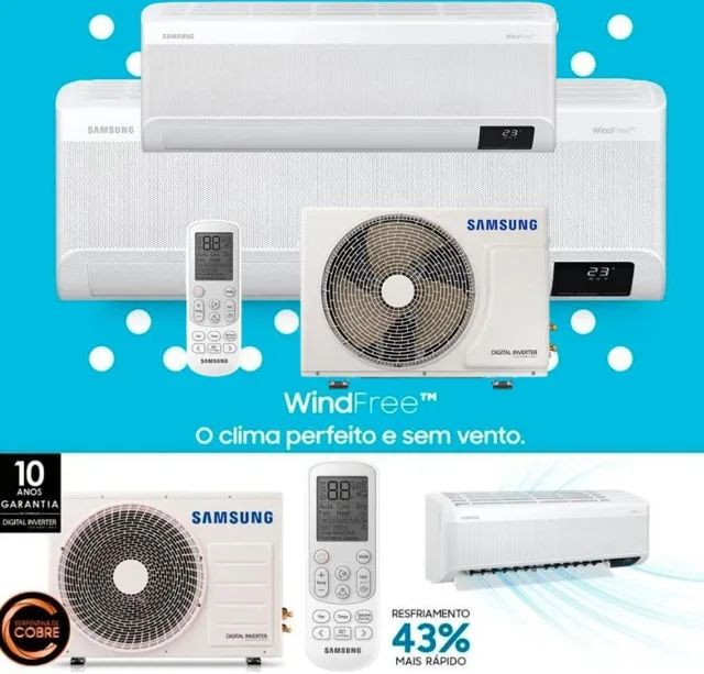Ar-Condicionado Split Inverter 12000 BTUs Samsung WindFree Connect Black lacrado com nota