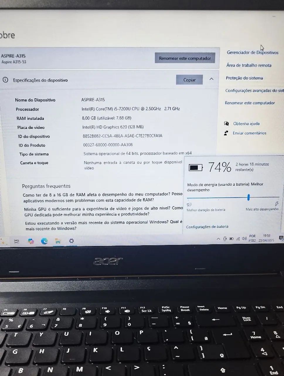 Notebook i5-7°Ger, 8GB RAM, SSD 256GB + HD 1 TB - Foto 4