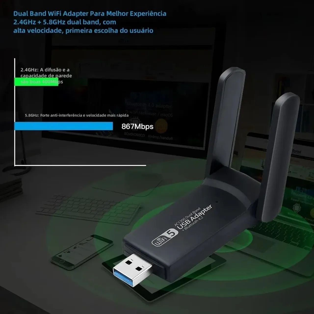 Adaptador Wi-Fi + bluetooth  - Foto 3