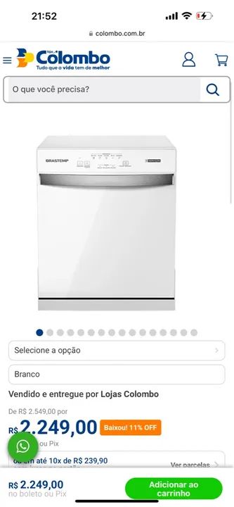 Lava Louças Brastemp 8!Serviços - 110 V