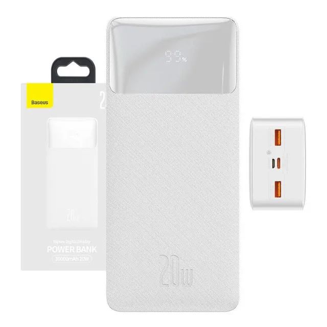 Baseus 30000mah 20w Display Digital Carga Rápida Cor Branco - Foto 3