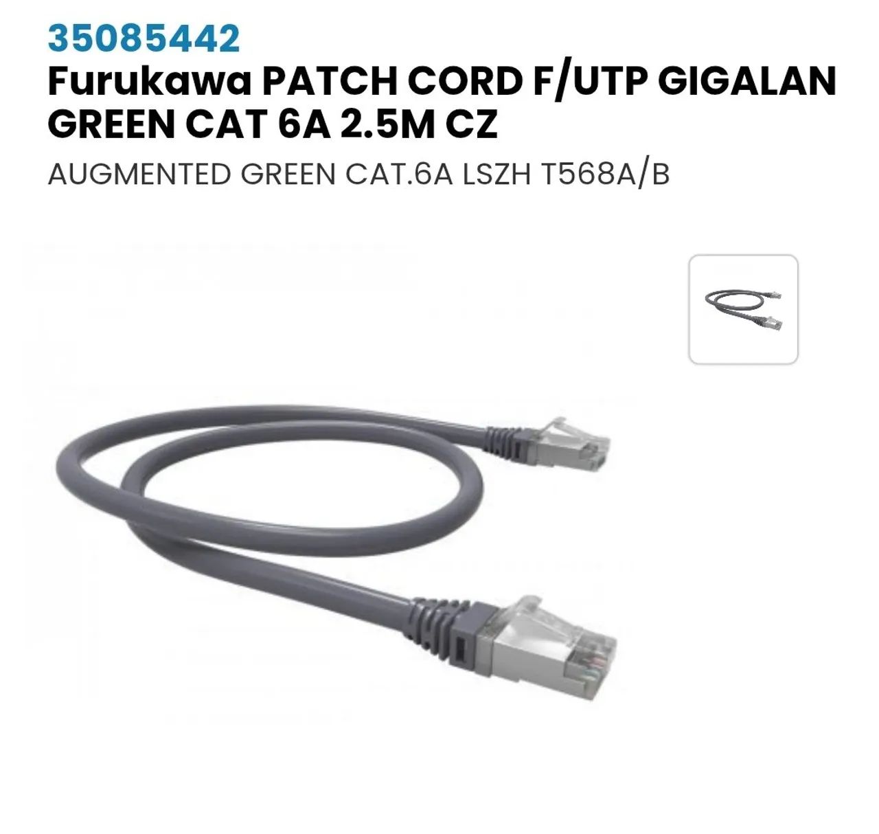 Cabo Patch Cord Cat6A Furukawa GigaLan 2.5m
