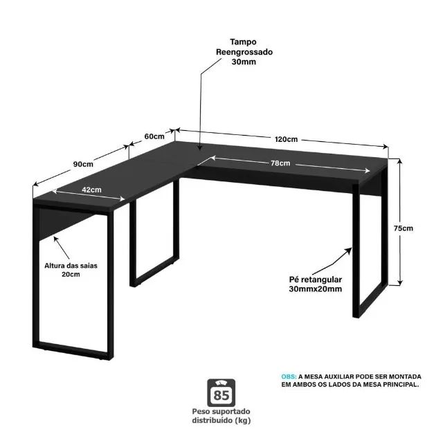 Mesa em L, bancada em L  - Foto 3