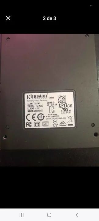 Ssd Kingston 120GB já vai pronto.