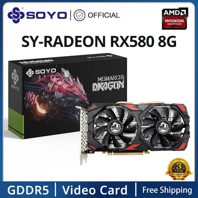 PLACA DE VÍDEO RADEON RX 580 2048SP SOYO MONARCH DRAGON - 8GB GDDR5, HDMI/DisplayPort - Foto 5