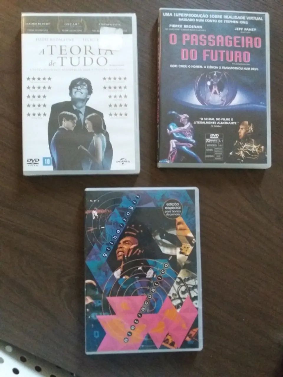 COMBO 3 DVDs: "A TEORIA DE TUDO", "O PASSAGEIRO DO FUTURO" E "GILBERTO GIL"  -SEMINOVOS