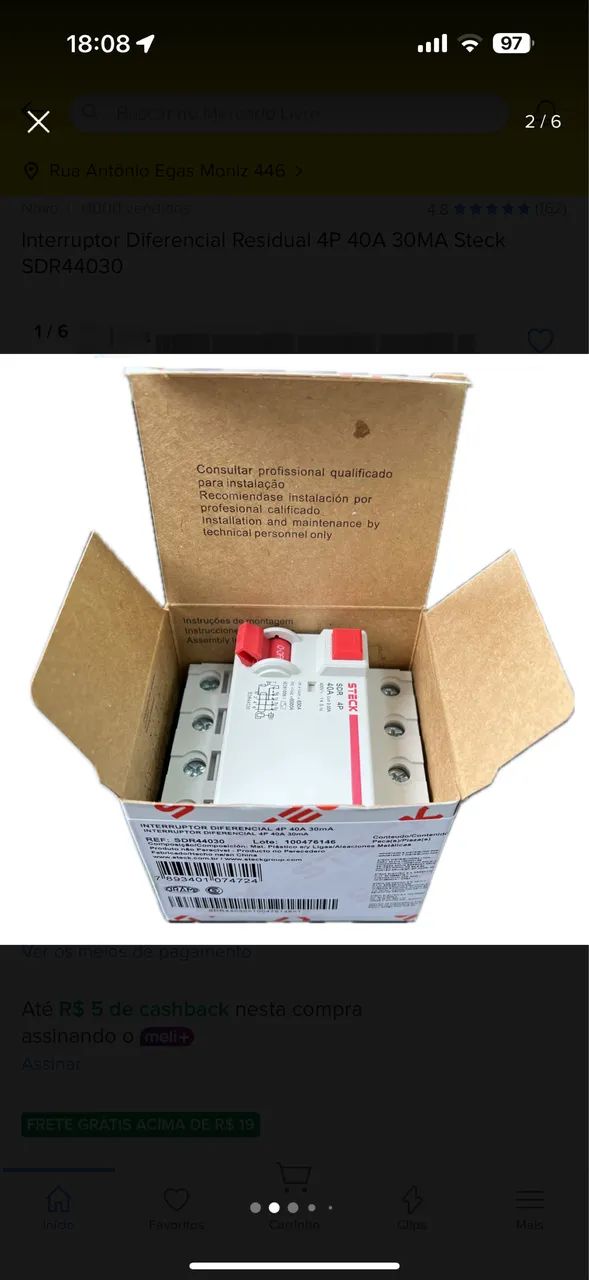 Interruptor Diferencial Residual 4P40A SDR 30Ma Steck SDR44030 - Foto 5