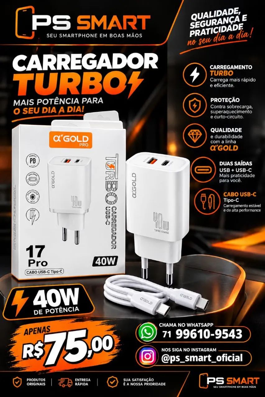 Carregador iPhone 17 pro Max 