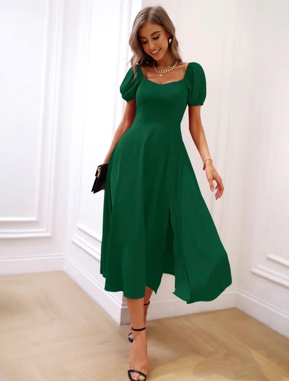 Vestido casual verde escuro - Foto 2
