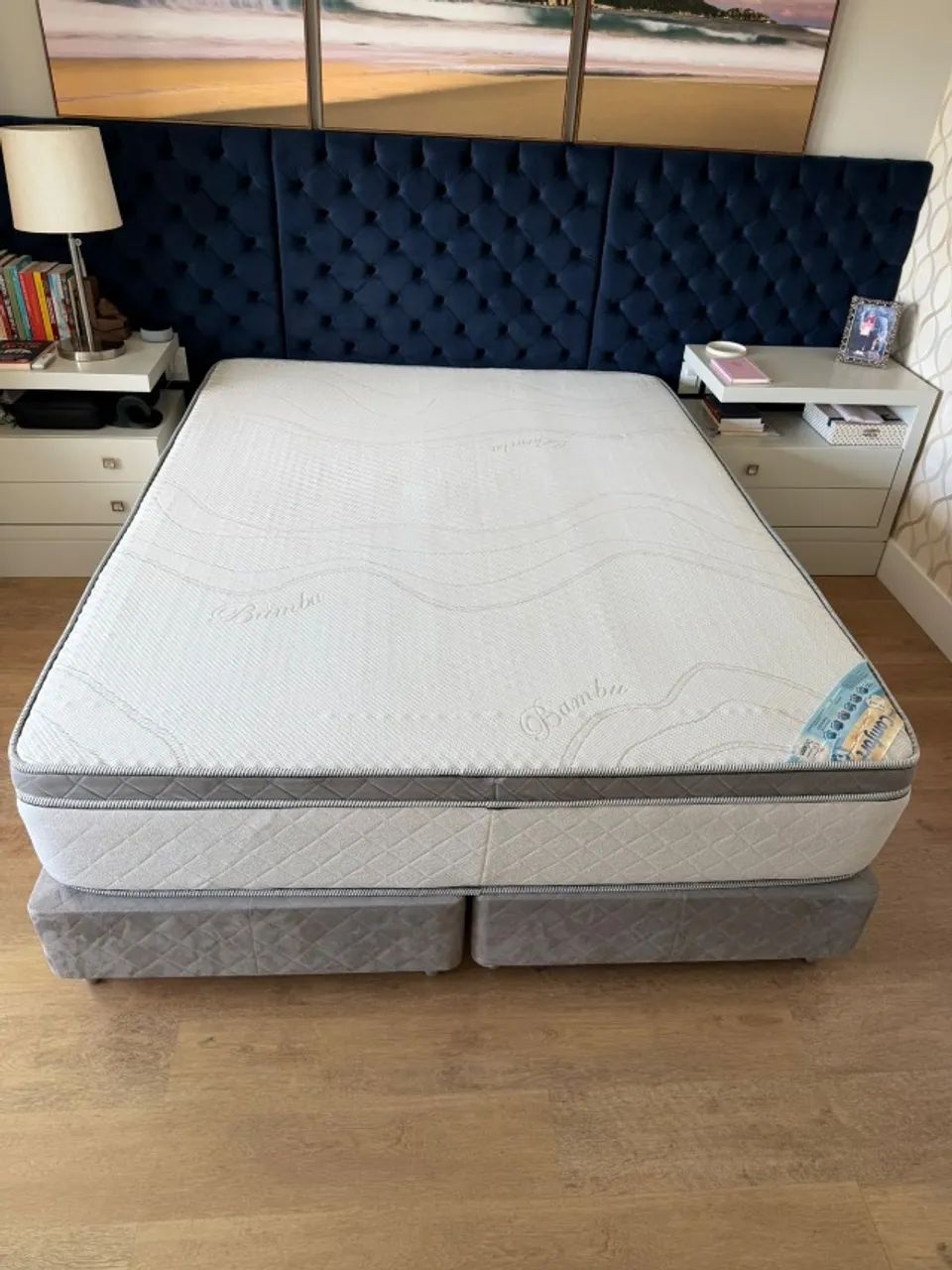 Cama Box Queen Alongada 2,10 m | Colchão + Box | Excelente Estado