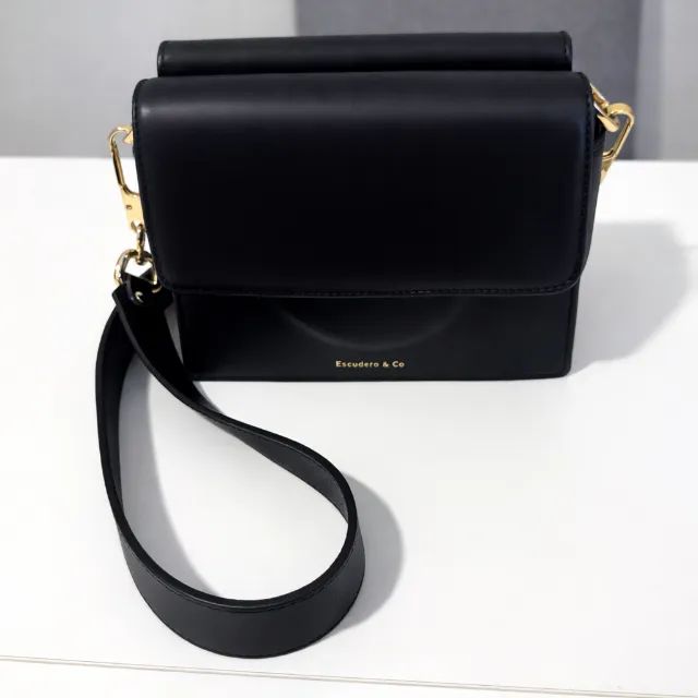 bolsa escudero mini anik preta couro e nobuck
