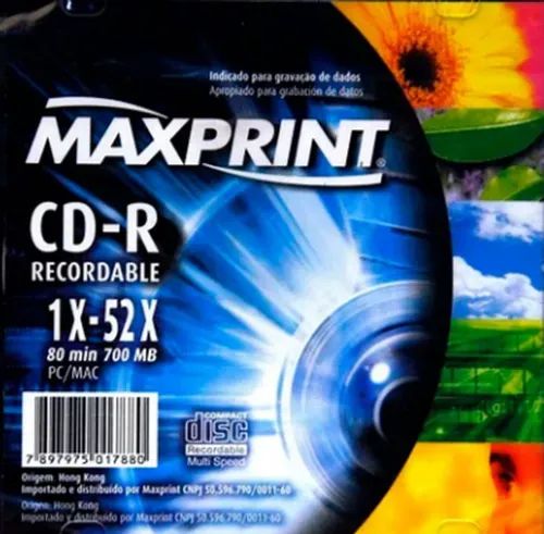 DISCO GRAVÁVEL CD-R 52X 700MB 80 MINUTOS ENVELOPE - MAXPRINT - Foto 3