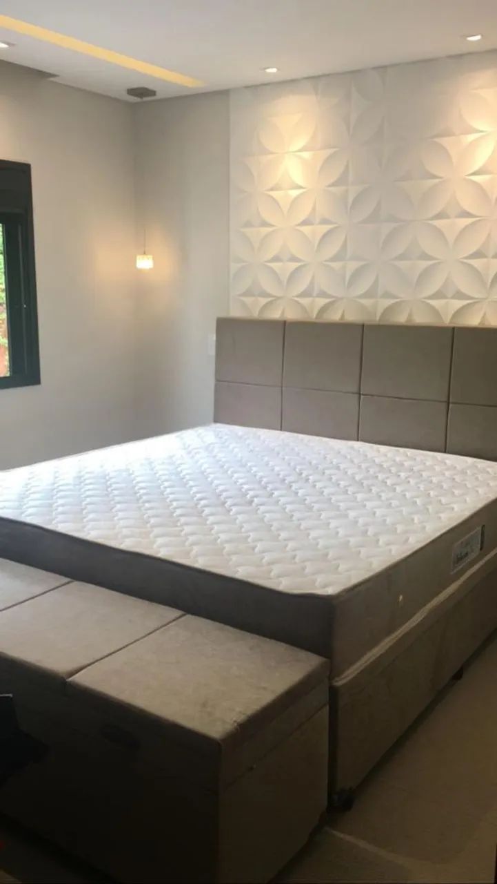 cama Queen size bau e colchao espuma D33 direto de fábrica  - Foto 2